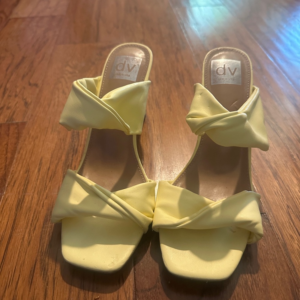 Dolce Vita Yellow Knotted Double-Strap Slide Mules
